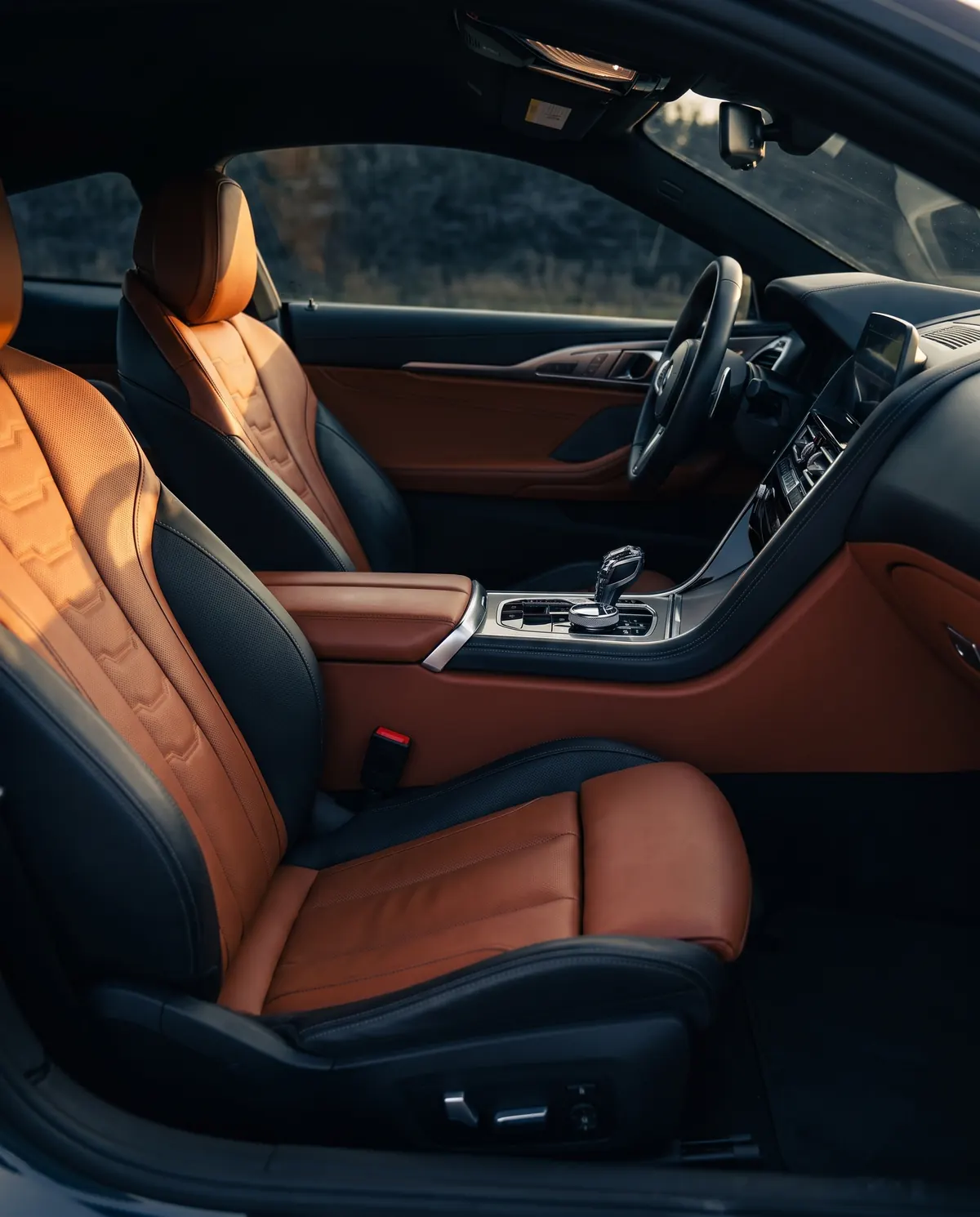 Asientos de cuero coñac del BMW 840d